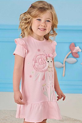Vestido em Cotton Rosa Infanti