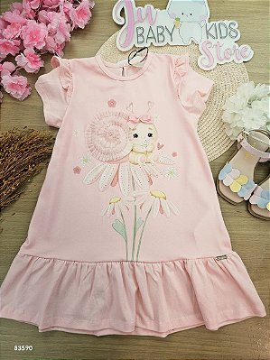 Vestido em Cotton Rosa Infanti