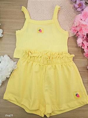 Conjunto Regata e Short Amarelo Bimbi