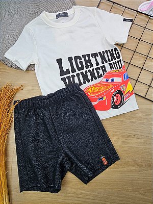 CONJUNTO T-SHIRT BERMUDA Relâmpago Mcqueen Carros Bimbi
