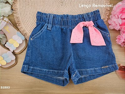Shorts em Jeans com Elastano Kukiê Infantil Menina