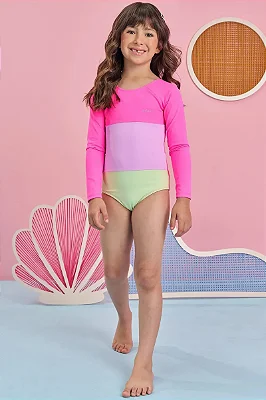 Maiô em Malha Poliamida com Proteção Uv 50+ Infanti Infantil Menina