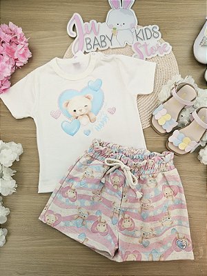 CONJUNTO BLUSA E SHORTS NATURAL/OFF WHITE Cinti