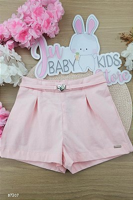Shorts em Sarja com Elastano Rosa Infanti Infantil Menina