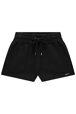 Shorts em Moletom sem Pelúcia Preto Lilimoon Teen Menina