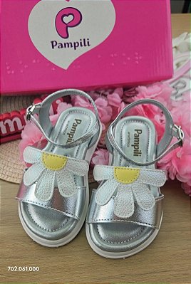 Sandália Pampili Flor Prata