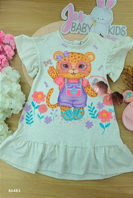 Vestido em Malha Power Linho Kukiê Infantil Menina
