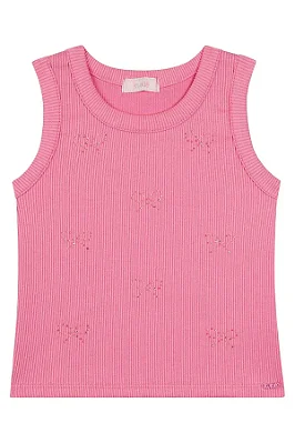 Blusa Regata Canelada em Soft Line Kukiê Infantil Menina