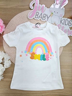 Blusa em Canelado Arco Íris Kukiê Infantil Menina