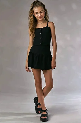 Conjunto de Top Cropped e Short Saia em Crepe Dua Lipa Lilimoon Teen Menina