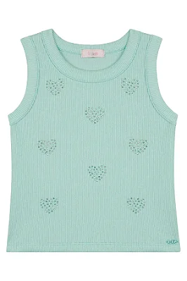 Blusa Regata Canelada em Soft Line Kukiê Infantil Menina
