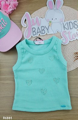 Blusa Regata Canelada em Soft Line Kukiê Infantil Menina