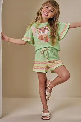 Conjunto de Blusa Boxy e Shorts em Malha Fresh Infanti Infantil