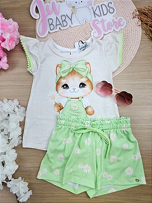Conjunto de Bata e Shorts em Malha Fresh Infanti Bebê Menina