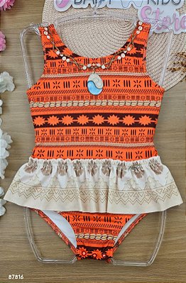 Maiô Moana em Malha UV Dry com Proteção UV 50+ Infanti Bebê Menina