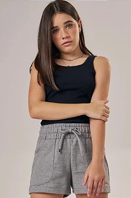 Regata em Canelado Liz Preta Lilimoon Teen Menina