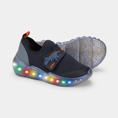 Tênis Infantil de Luz Bibi Roller Celebration 3.0 Azul Marinho de Dino