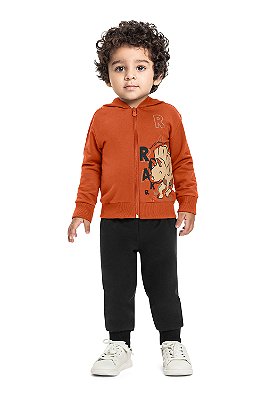 Conjunto Jaqueta e Calça em Moletom Marrom Bee Loop