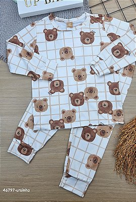 Pijama Unissex Blusa e Calça em Malha Térmica Ursinhos Up Baby