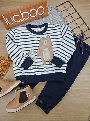 Conjunto De Blusâo E Calça Em Moletom Sem Pelucia Bege Claro Lucboo