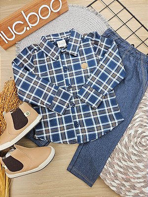 Conjunto Camisa Manga Longa E Calça Marinho Lucboo