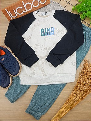 Conjunto Blusão Manga Longa E Calça Jogger Bege Claro Lucboo