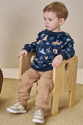 Coonjunto Blusão Manga Longa E Calça Jogger Marinho Lucboo