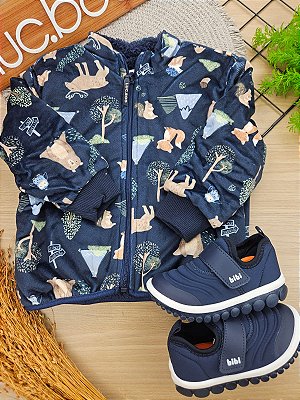 Jaqueta Reversível Em Fleece Luxo E Pelo Carneirinho Marinho Lucboo