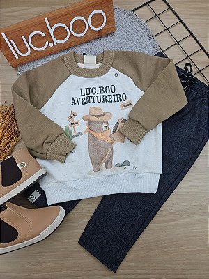 Conjunto Blusão Manga Longa E Calça Bege Claro Lucboo