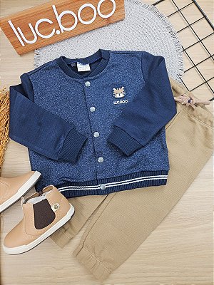Jaqueta Manga Longa E Calça Jogger Marinho Lucboo