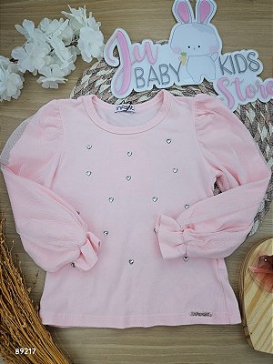 Blusa em Cotton e Tule com Elastano Infanti Infantil Menina
