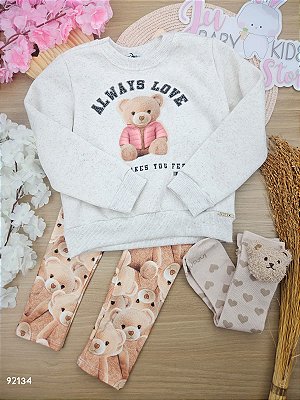 Conjunto De Blusão Em Moletom Com Pelúcia E Calça Legging Em Termoskin Peluciado