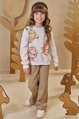 Blusão em Moletom Linho 3 Cabos com Pelúcia Infanti Infantil Menina