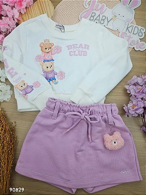 Conjunto De Blusão Boxy Em Molecotton E Shorts Saia Em Moletom