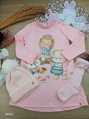 Vestido Em Termoskin Peluciado Rosa Aloha Infanti