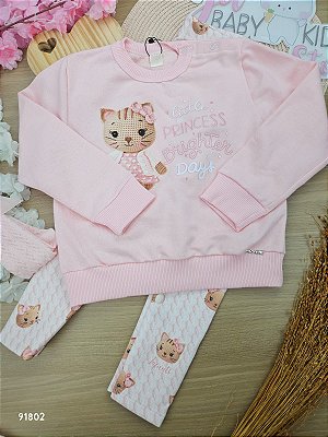 Conjunto De Blusão Em Moleto E Calça Legging Em Fly Infanti