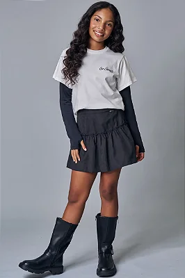 Camiseta Over Em Meia Malha Off White Lilimoon