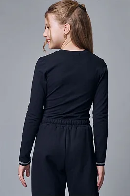 Blusa Em Cotton Preto Lilimoon