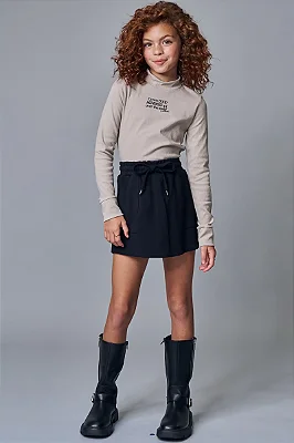 Blusa Boxy ML E Short Saia Cinza Fendi Lilimoon