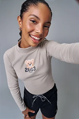 Blusa Boxy ML E Short Cinza Fendi Lilimoon