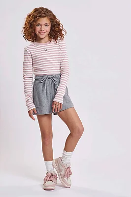 Blusa Manga Longa E Short Nude Lilimoon