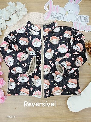Jaqueta Puffer Reversível em veludo Infanti