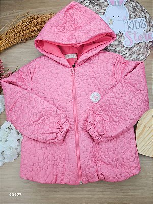 Jaqueta Em Matelasse Flores Rosa Infanti