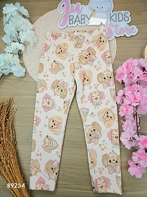 Calca Legging Em Fleece Luxo Bege Claro Kukiê