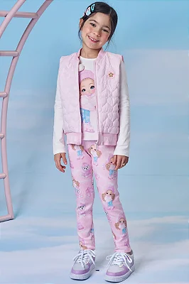 Colete Puffer Em Nylon Rosa Claro Kukiê