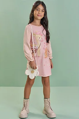 Vestido Em Meia Malha Rosa Seda Kukiê