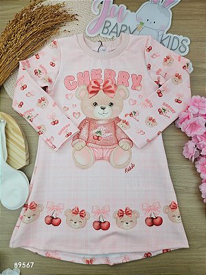 Vestido Cerejinhas em fly Tech Kukiê