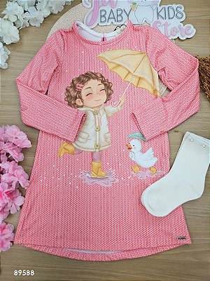 Vestido Em Malha Comfy Rosa Kukiê