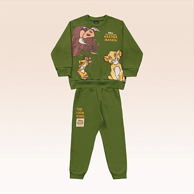 Conjunto Blusão e Calça Rei Leão Verde Militar Fakini