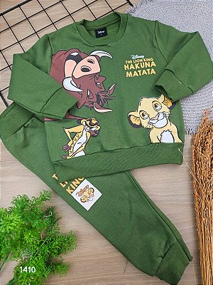 Conjunto Blusão e Calça Rei Leão Verde Militar Fakini